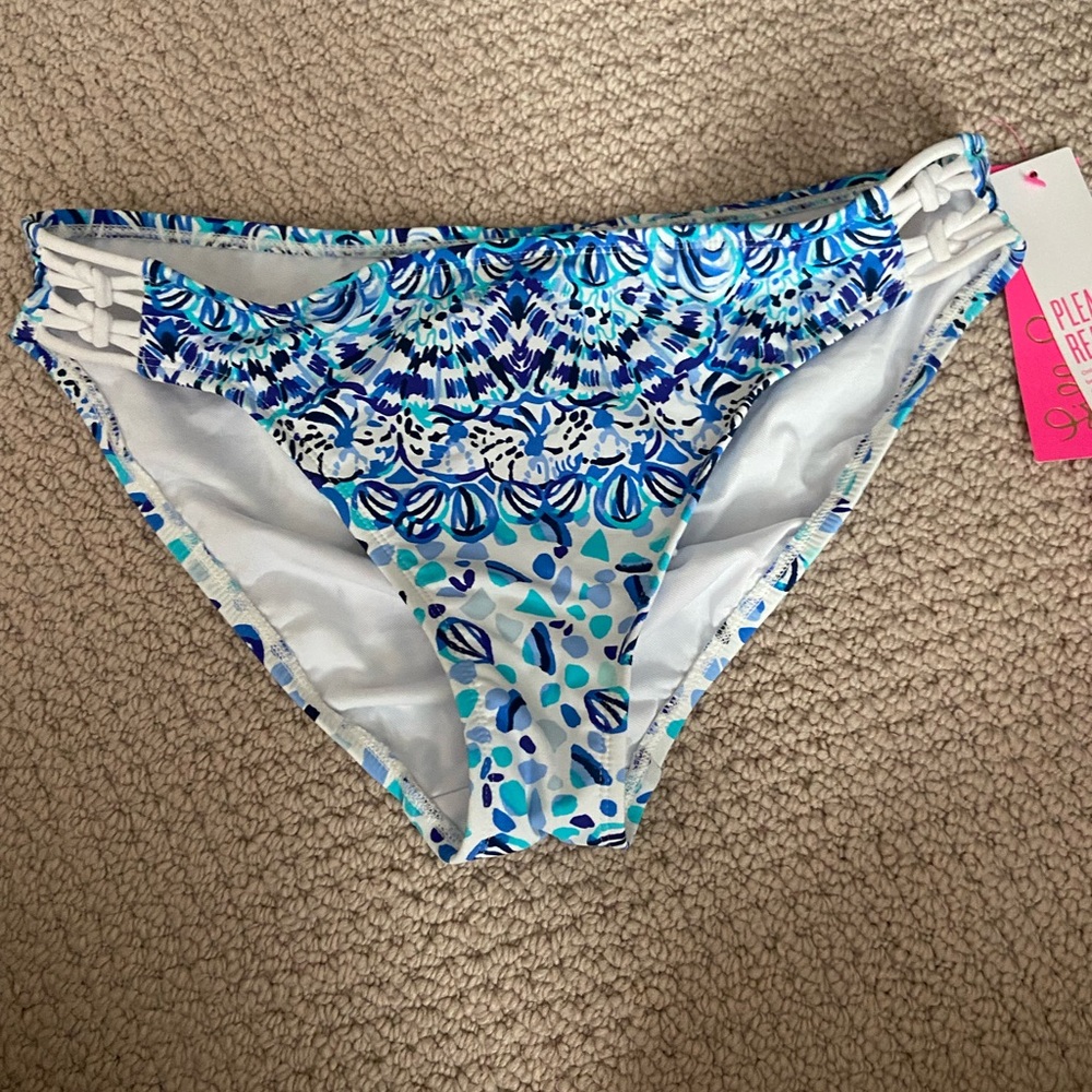 Lilly Pulitzer Blue and White Patterned Bikini Bottom
